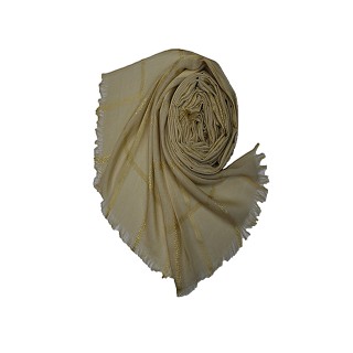 Golden stripes square box hijab - Cream